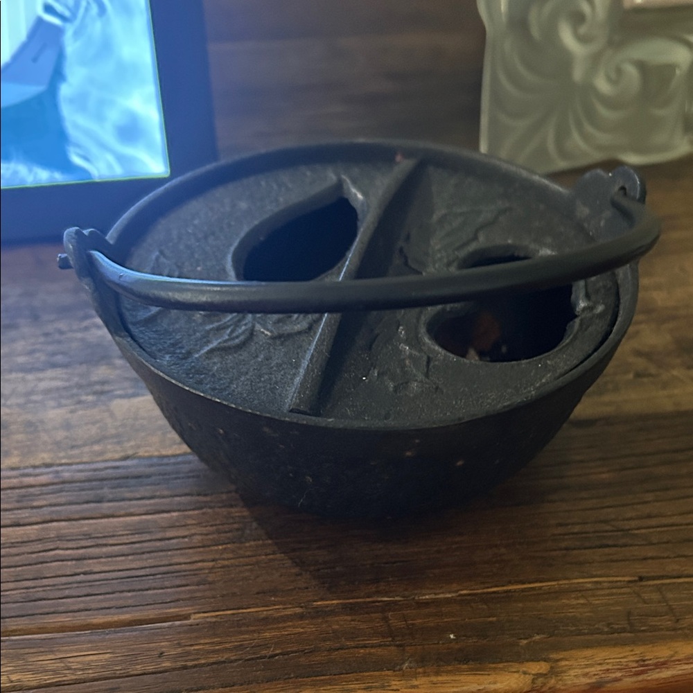 Rustic Black Cast Iron Cauldron